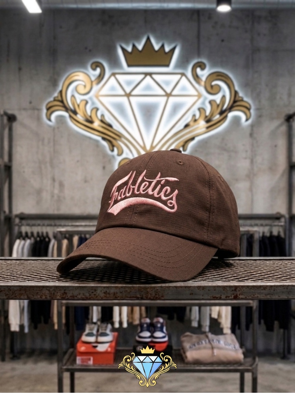 Fabletics Brown Ripstop Baseball Cap Embroidered Script Logo Dad Hat OS Unisex